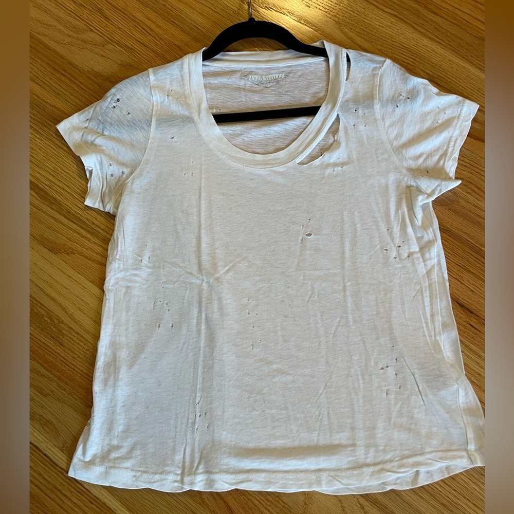Zadig & Voltaire Distressed White T-Shirt